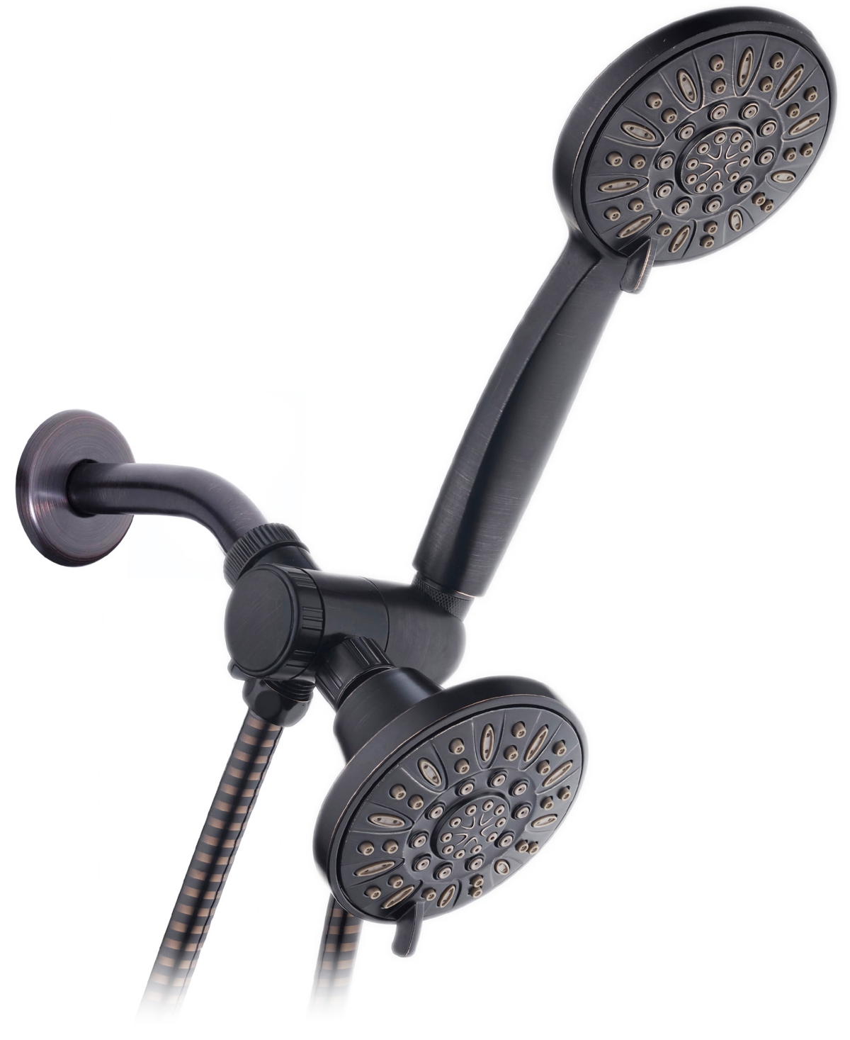 High-Pressure 48-Setting Dual Shower Head Combo with Extra-long 6 Foot Hose - Oil Rubbed Bronze