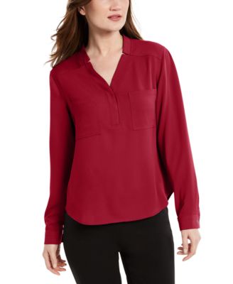 Nine West - V-Neck Chest-Pocket Top