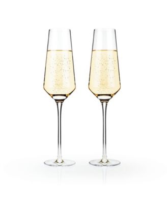 Viski Raye Angled Crystal Champagne Flutes Set of 2 - Premium