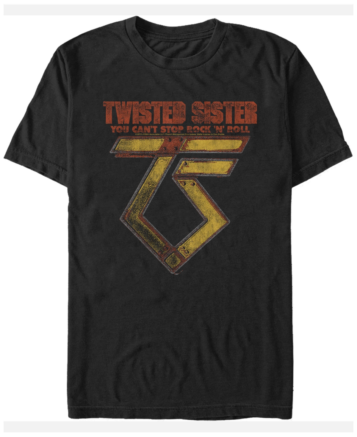 Twisted Sister Men's Metal Rock N Roll Logo Short Sleeve T-Shirt - Black