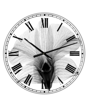Designart Dendrobium On Back X-Ray Orchid Large Cottage Wall Clock - 36