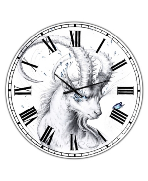 Designart Hand drawn Blue Capricorn Large Cottage Wall Clock - 36
