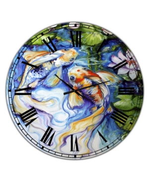 Designart Koi Koi and Lily Large Nautical & Coastal Wall Clock - 36