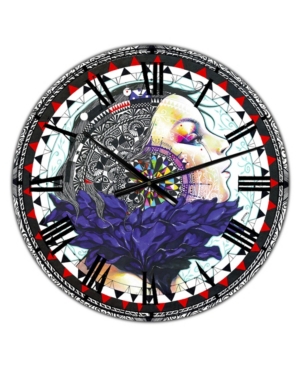Designart Urban Girl Mandala Large Modern Wall Clock - 36