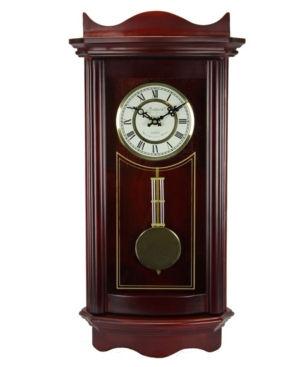 Bedford Clock Collection 25" Wall Clock With Pendulum In Weathered Cherry Oak