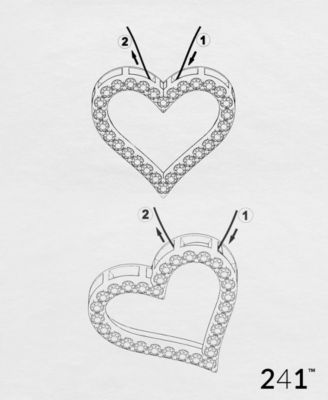 Diamond Heart Pendant Necklace (1/2 ct. t.w.) in 14k White or Yellow Gold, WEAR IT BOTH WAYS 