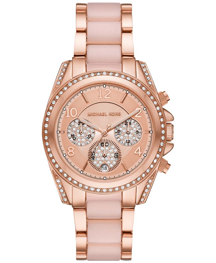 Michael Kors Women's Chronograph Blair Rose Gold-Tone Stainless Steel &  Blush Acetate Bracelet Watch 39mm & Reviews - All Watches - Jewelry &  Watches - Macy's