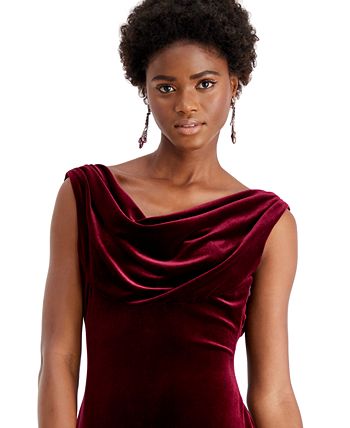 Vince camuto cowl shop neck velvet gown