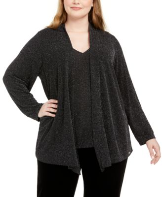 Calvin Klein Plus Size Metallic Open-Front Cardigan Macy's