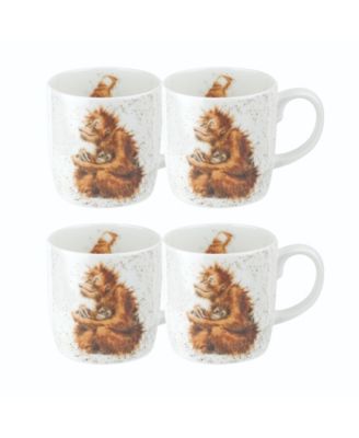 Royal Worcester Wrendale Orangutangle Mug Set/4