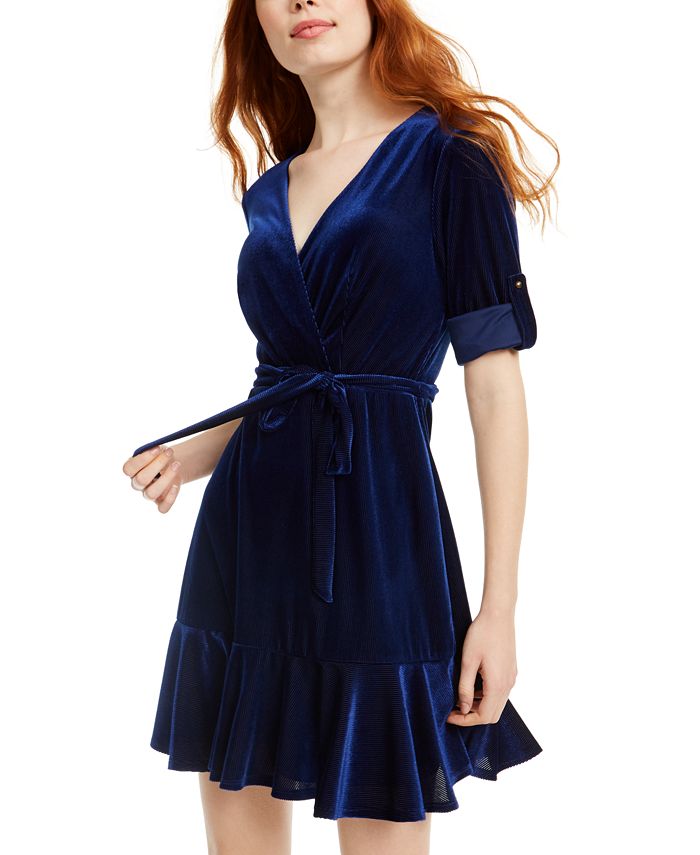 City Studios Juniors' Velvet FauxWrap Dress Macy's