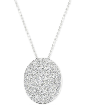 image of Diamond Oval Cluster Pendant Necklace (1/2 ct. t.w.) in Sterling Silver, 16