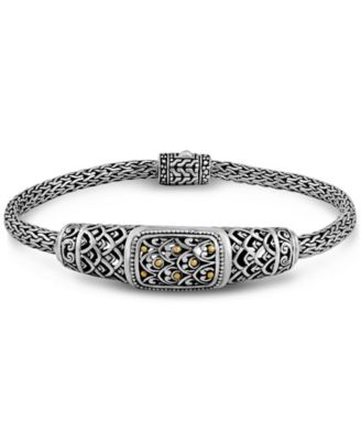 DEVATA - Dragon Skin Classic Bracelet with Dragon Bone Chain in Sterling Silver and 18k Yellow Gold Accents