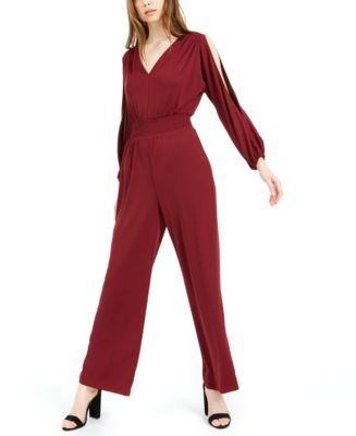 Bar III Slit-Sleeve V-Back Jumpsuit, Created for Macy's - Macy's