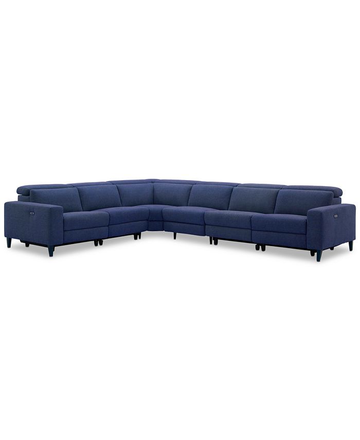 Furniture - Sleannah 6-Pc. Fabric "L" Shape Sectional with 3 Power Recliners