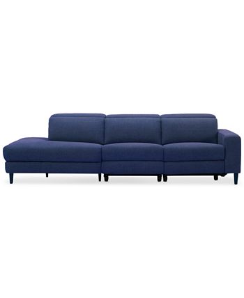 Furniture - Sleannah 3-Pc. Fabric Bumper Sectional with 2 Power Recliners