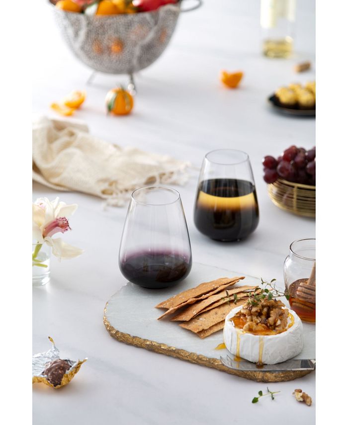 JoyJolt Black Swan Stemless White Wine Glasses, Set of 4 Macy's