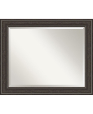 Amanti Art Rustic Plank Framed Bathroom Vanity Wall Mirror, 33.38" X 27.38" In Dark Brown
