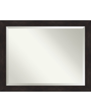 Amanti Art Rustic Plank Framed Bathroom Vanity Wall Mirror, 45.38" X 35.38" In Dark Brown