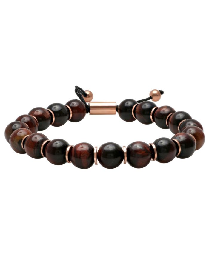 Men's Red Tiger's Eye Bead Bolo Bracelet