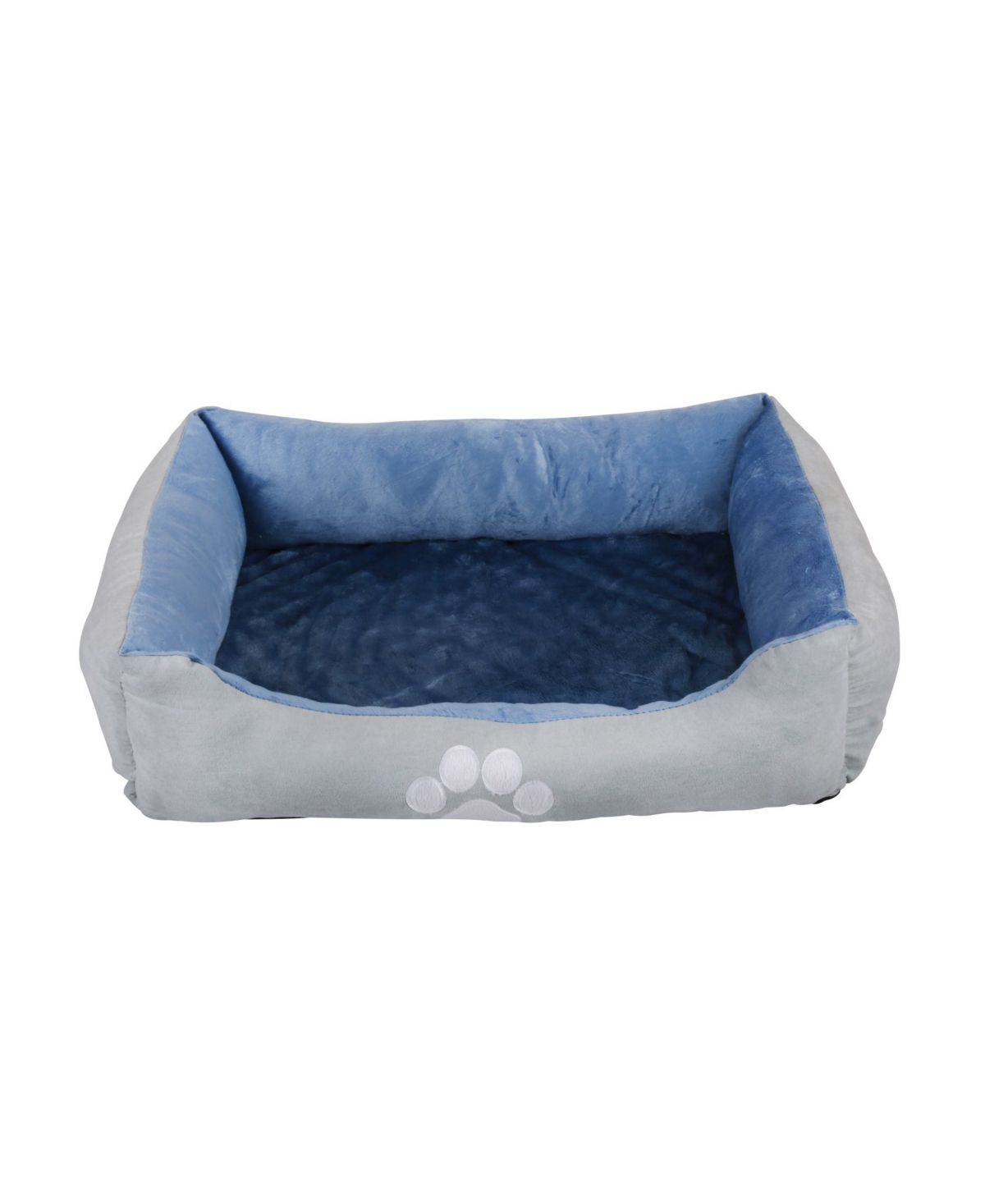 Happycare Textiles Orthopedic Rectangle Bolster Pet Bed, Dog Bed, Super Soft Plush - Blue