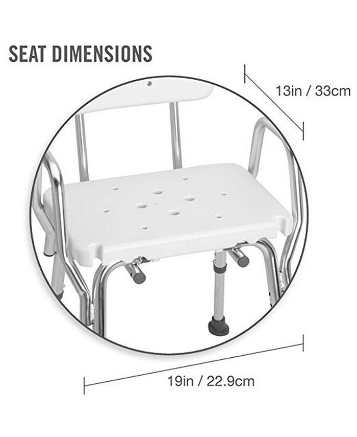 DMI Heavy Duty Bath and Shower Chair with Arms, Adjustable Legs and