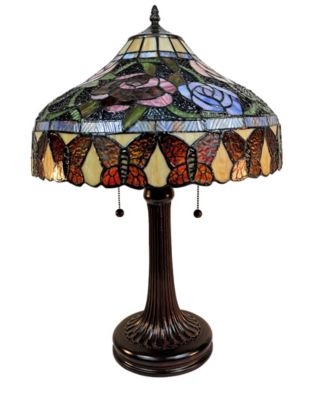 Tiffany Style Roses and Butterflies Table Lamp
