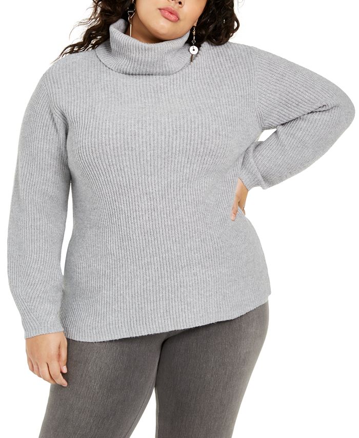 Full Size Ribbed Knit Turtleneck Sweater Plus Size