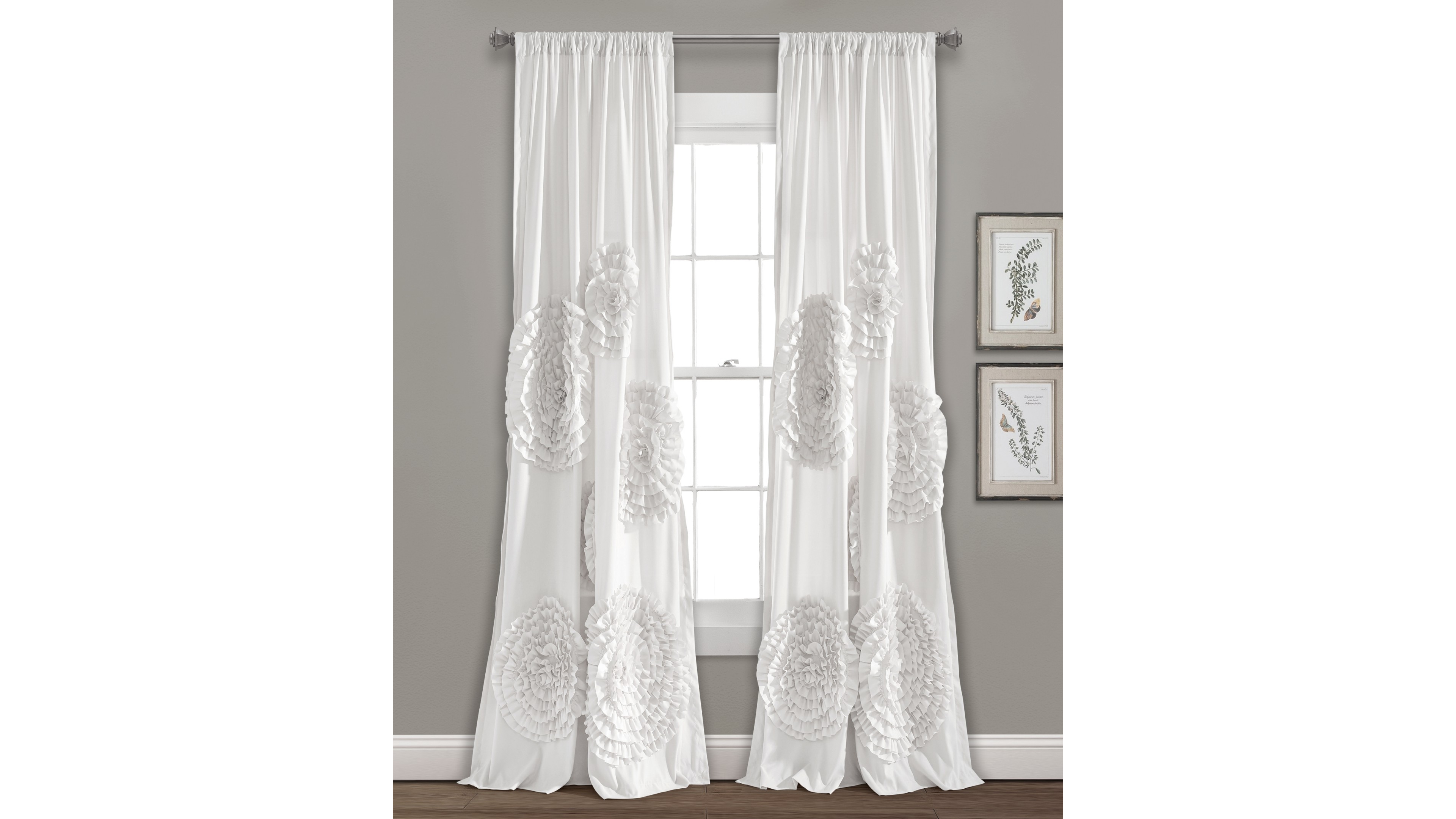 Lush Decor Serena Light Filtering Window Curtain Panel, Single - Drapes - Floral Curtains for Bedroom
