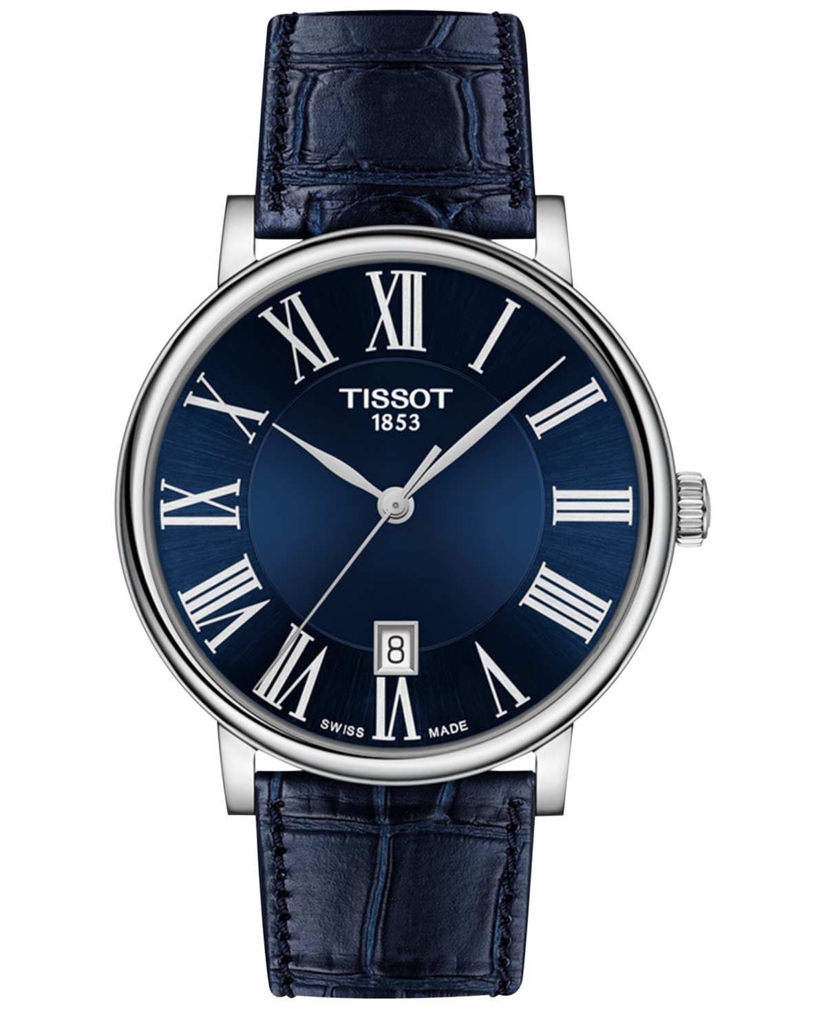 Shop Tissot Men's Swiss Carson Premium Blue Leather Strap Watch 40mm