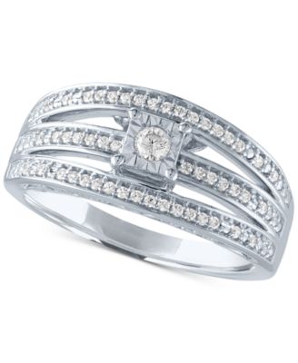 Macy's - Diamond Multi-Row Promise Ring (1/4 ct. t.w.) in Sterling Silver