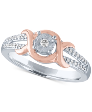 image of Diamond Two-Tone Promise Ring (1/4 ct. t.w.) in Sterling Silver & 14k Rose Gold-Plate