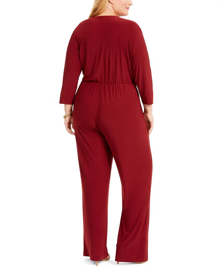 NY Collection Plus Size Surplice Jumpsuit - Macy's