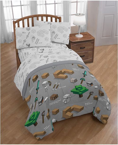 Minecraft 4-Piece Twin Comforter Set & Reviews - Bed in a Bag - Bed ...