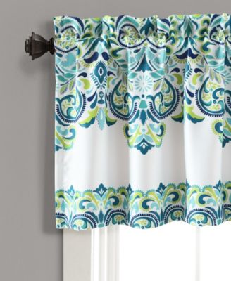 Lush DecorClara Light Filtering Valance Curtain 52"W x 18"L +2" - Colorful Valances for Windows - Boho Kitchen Curtains