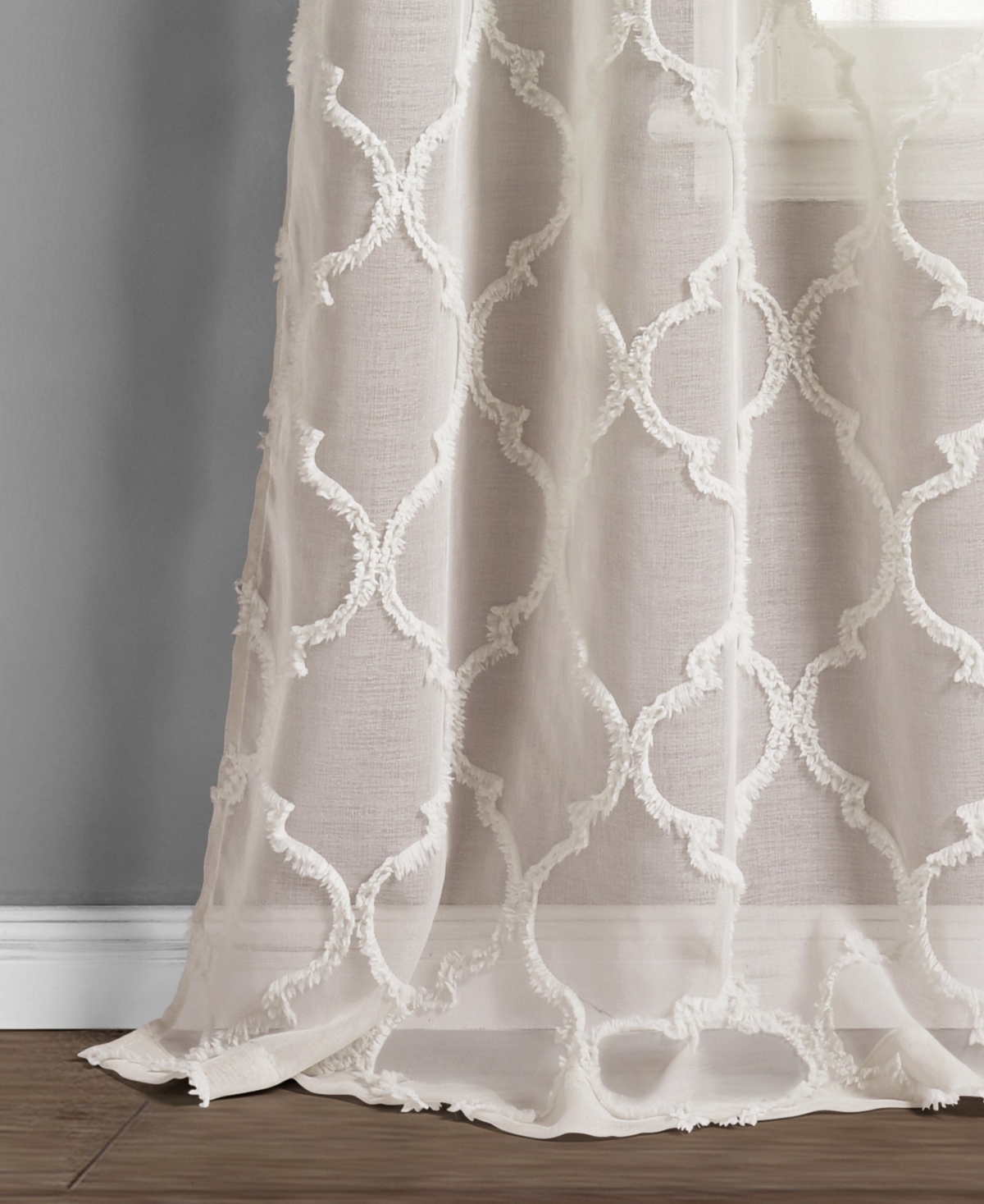 Lush Decor Avon Trellis Grommet Sheer Window Curtain Panels Pair 38"W x 84"L - Sheer Curtains for Living Room
