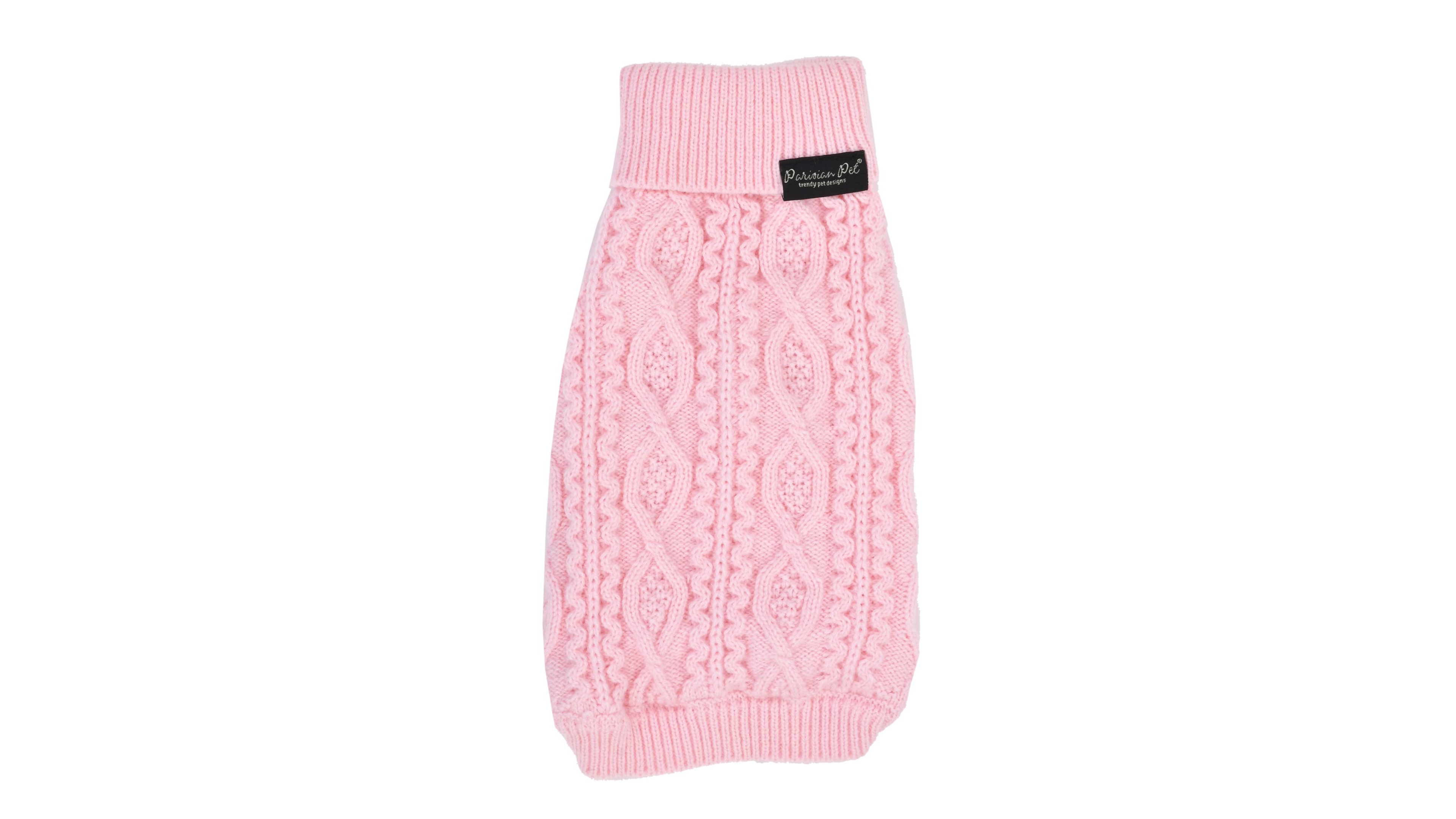 Parisian Pet Cable Knit Sweater Blush Pink
