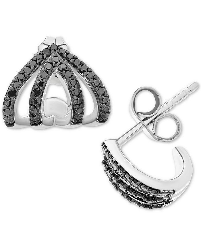 Macy's Black Diamond Drop Earrings (1/4 ct. t.w.) in Sterling Silver Macy's