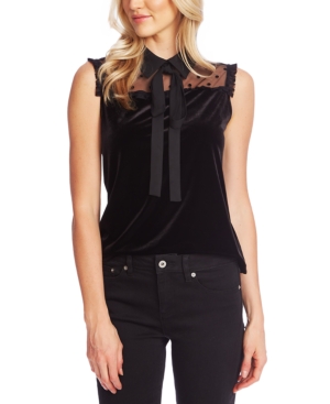 image of CeCe Collared Velvet Top
