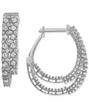 image of Double Row Diamond Hoop Earrings (1 ct. t.w.) in 10k White Gold or 10k Gold