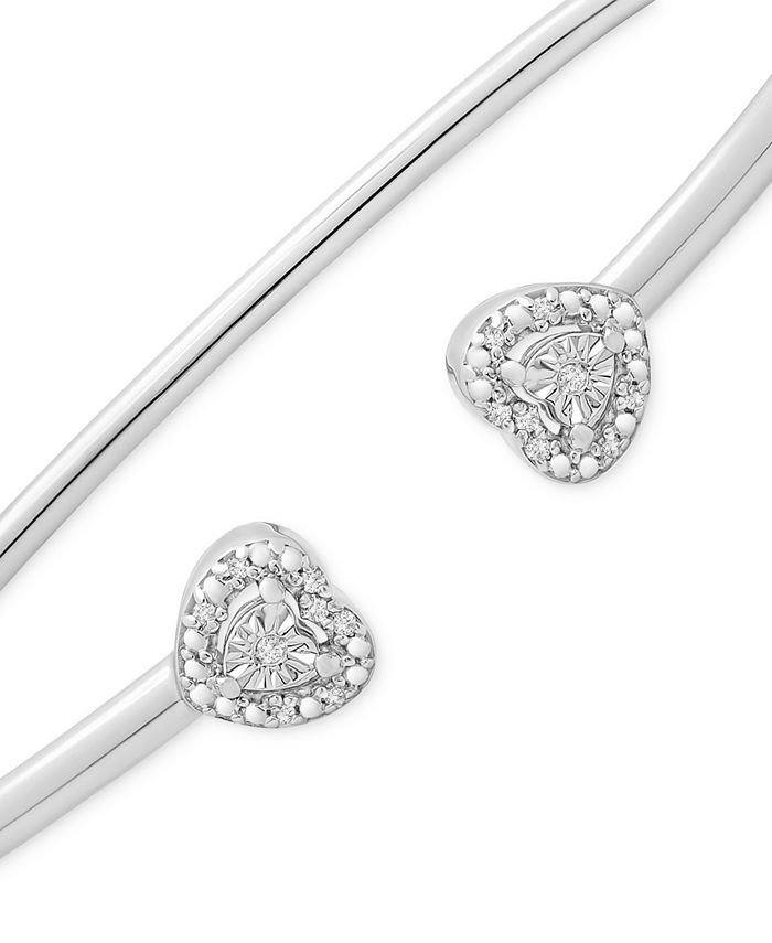 Macy's Diamond Heart Open Bangle Bracelet (1/20 ct. t.w.) in Sterling