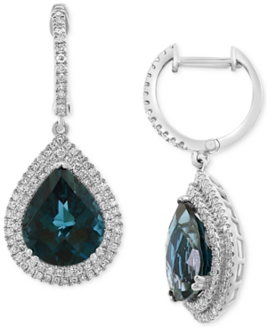 image of Effy London Blue Topaz (7-3/8 ct. t.w.) & Diamond (5/8 ct. t.w.) Drop Earrings in 14k White Gold