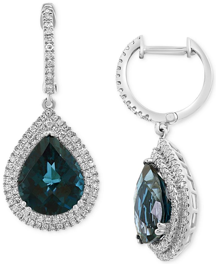 EFFY Collection - London Blue Topaz (7-3/8 ct. t.w.) & Diamond (5/8 ct. t.w.) Drop Earrings in 14k White Gold