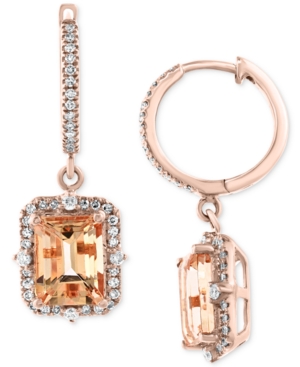image of Effy Morganite (3-3/8 ct. t.w.) & Diamond (3/8 ct. t.w.) Drop Earrings in 14k Rose Gold