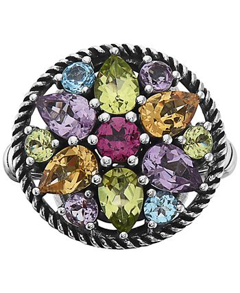 EFFY Collection - Multi-Gemstone Flower Statement Ring (3-1/2 ct. t.w.) in Sterling Silver