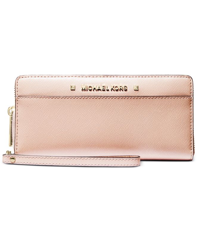 Michael Kors Karla Metallic Leather Large Travel Continental Wallet & Reviews - Handbags ...