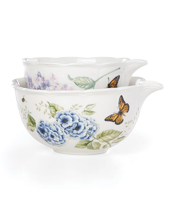 Lenox Butterfly Meadow Kitchen  Set  2 Mixing Bowls Created 