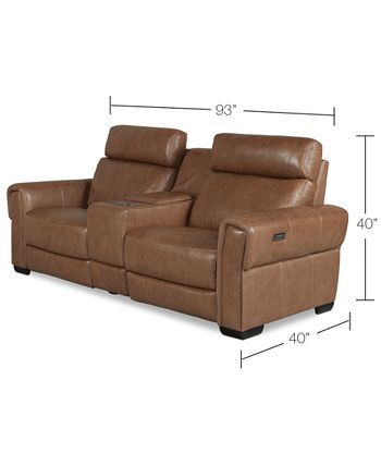 Furniture - Josephia 3-Pc. Leather Sectional with 2 Power Recliners and Console