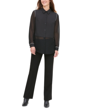 Calvin Klein Mixed-media Shirt In Black