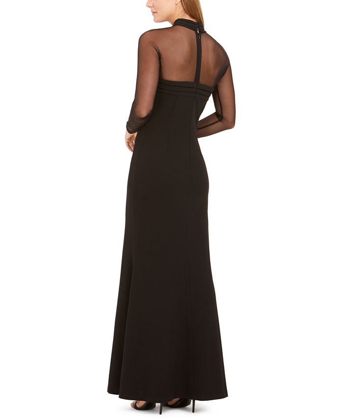 Calvin Klein Women's Illusion Yoke Popover Gown Black Size 4
